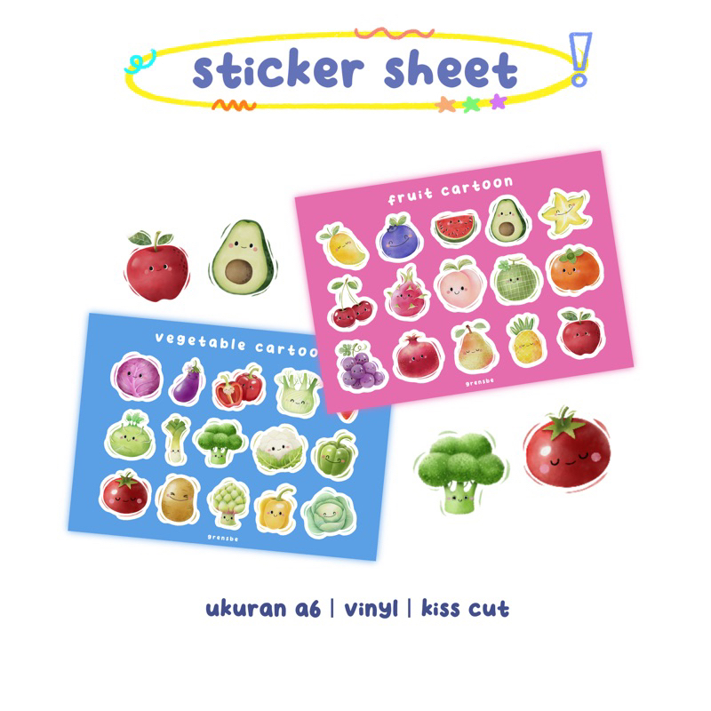 

sticker buah sayuran fruit vegetable sticker sheet journaling bujo planner