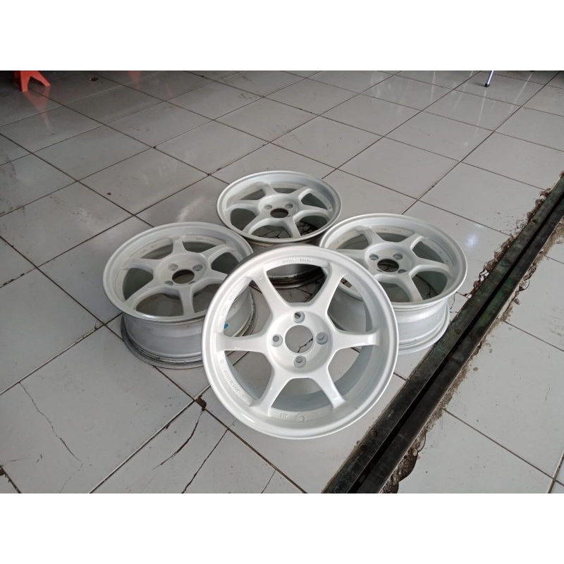 pelek seken racing JDM ssr tipe-c ring 15x7 et 35 pcd 4x100 putih 4 pcs