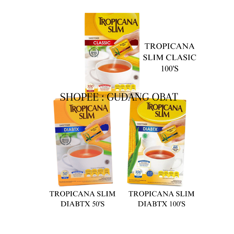 

Tropicana Slim Classic 100's, 50's, Slim Diabtx 100's - Pemanis Bebas Gula, Pemanis Untuk Diabetes