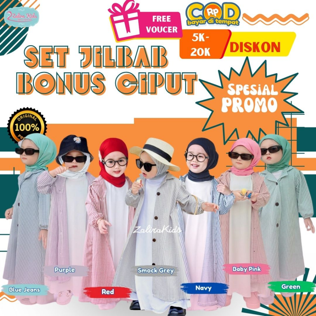 Setelan baju muslim anak perempuan UMUR 1 sampai 7 tahun  bisa di buat Blazer atau gamis Original Zalira Kids / long blazer anak perempuan import 2 in 1 / Heelwa series original Zalira kids