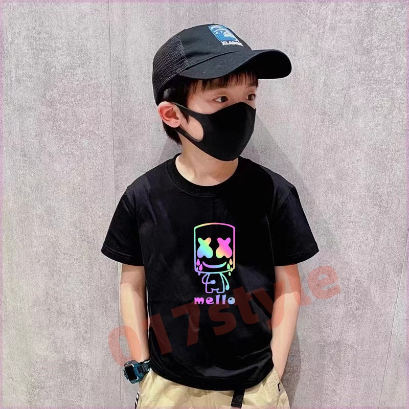 Mello - Baju Kaos Anak Laki Laki Reflektive Rainbow Nyala - Kaos Anak Nyala - Tshirt Anak Lengan Pen