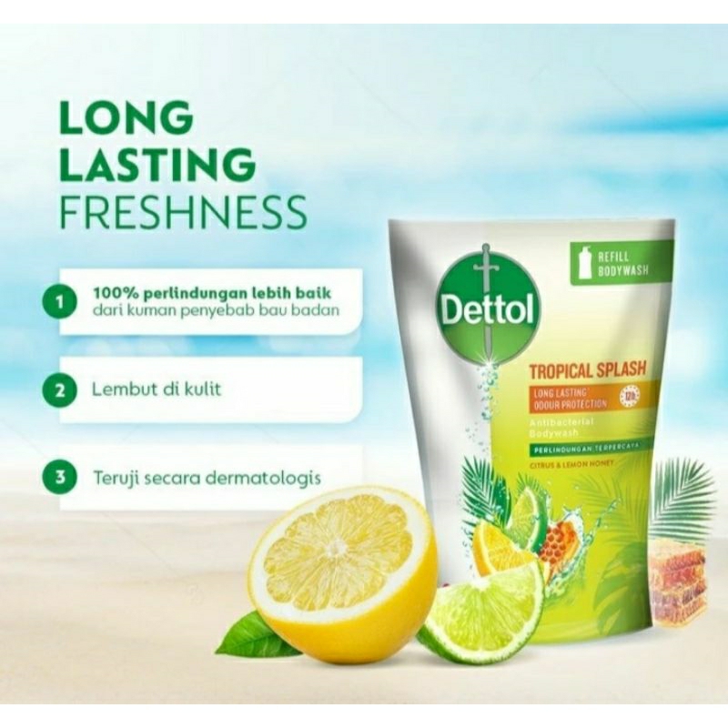 Dettol Body Wash Refill 410 ml Tropical Splash sabun mandi dettol