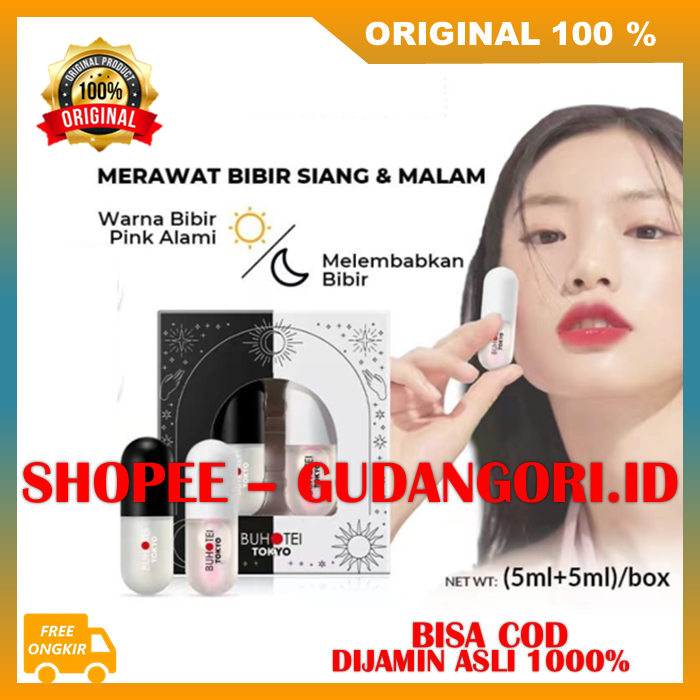 Buhotei Lip Serum Pelembab Bibir Day & Night Lip Serum Pencerah Bibir Serum Bibir Pink Alami ORIGINA