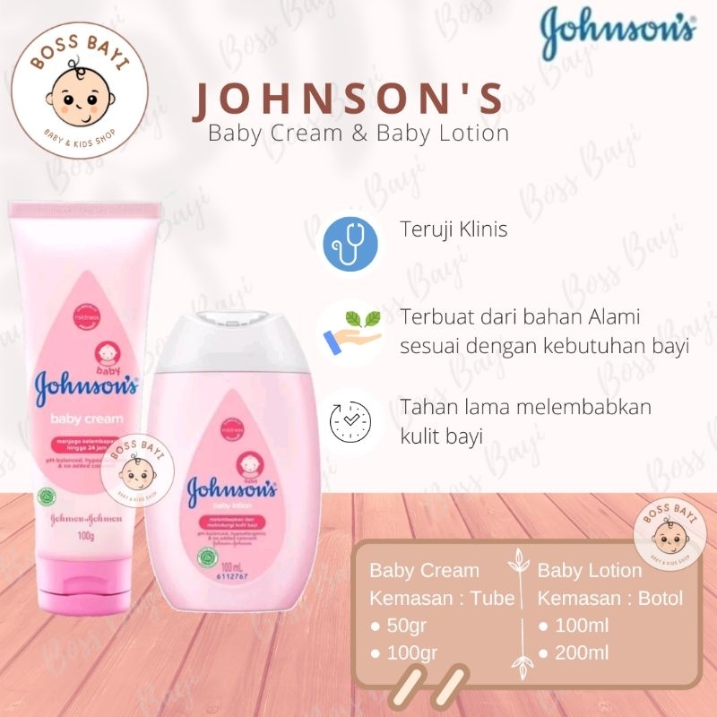 JOHNSON'S - Baby Cream Tube 50/100gr | Baby Lotion Botol 100/200ml