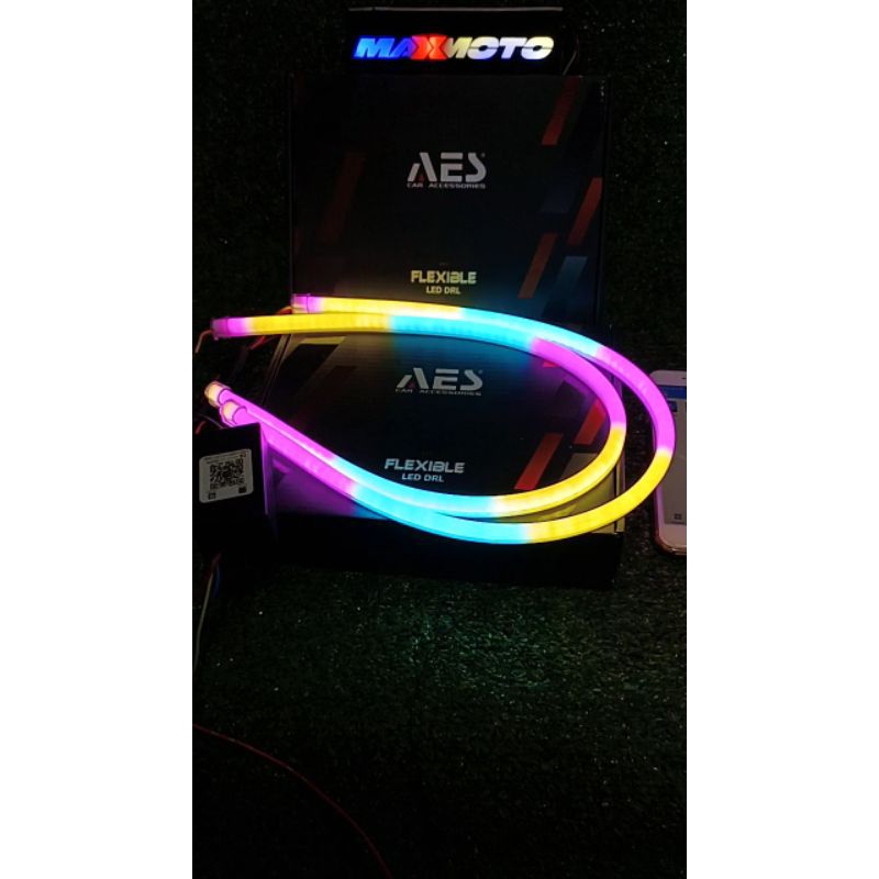 LAMPU ALIS LED DRL Huracan AES RGB SEIN RUNNING bluetooth Hp android/ios untuk mobil dan motor tesed