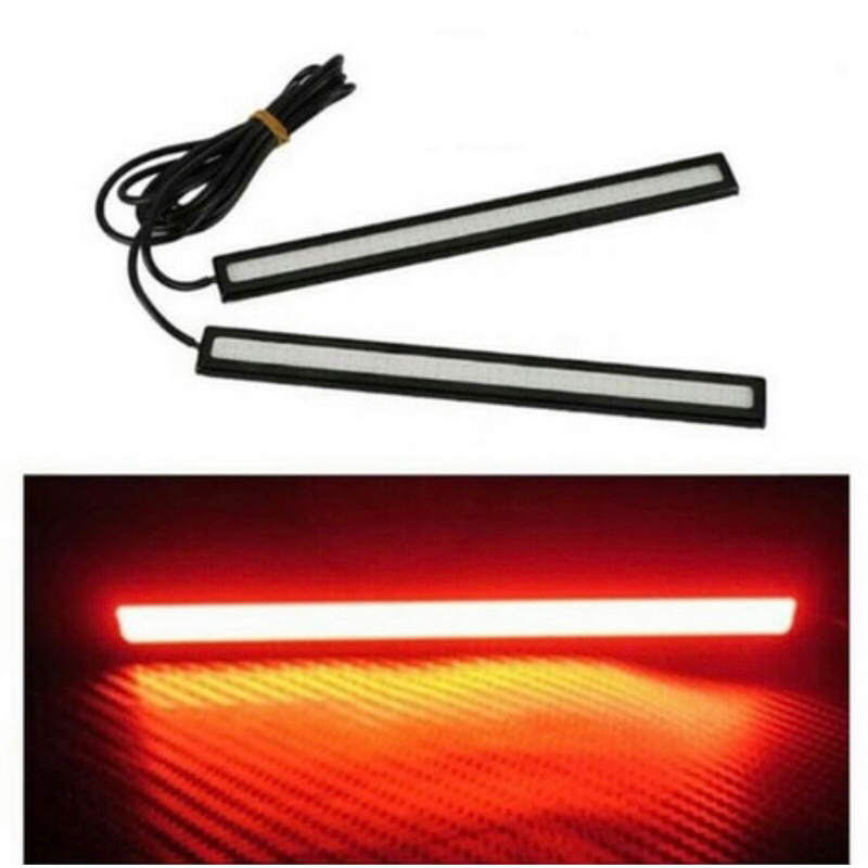 Lampu DRL LED Plasma COB Import 17CM Strip Merah Depan Mobil Motor
