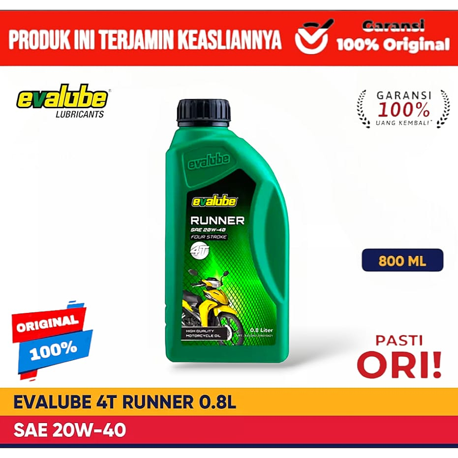 Oli Mesin Evalube 4T Runner 800ml [ 20W-40 ] 0,8 Bebek Supra Jupiter 4 tak Murah