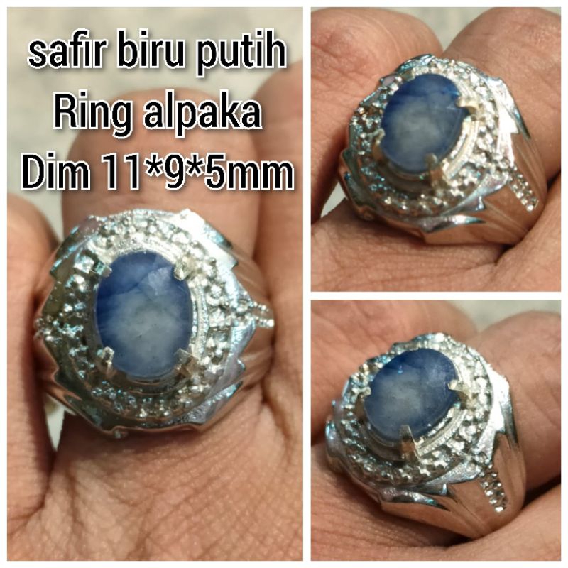 CINCIN BATU BLUE SAFIR BIRU PUTIH ALPAKA