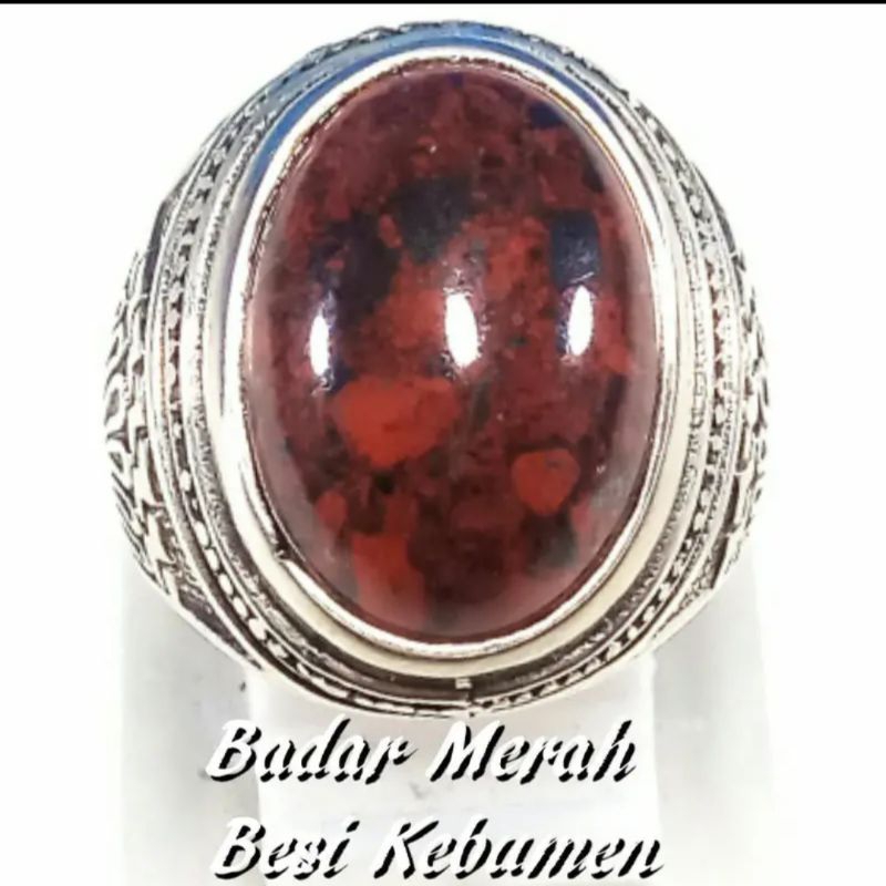 CINCIN BATU BADAR BESI MERAH NEMPEL MAGNET CINCIN PRIA RING ALPAKA
