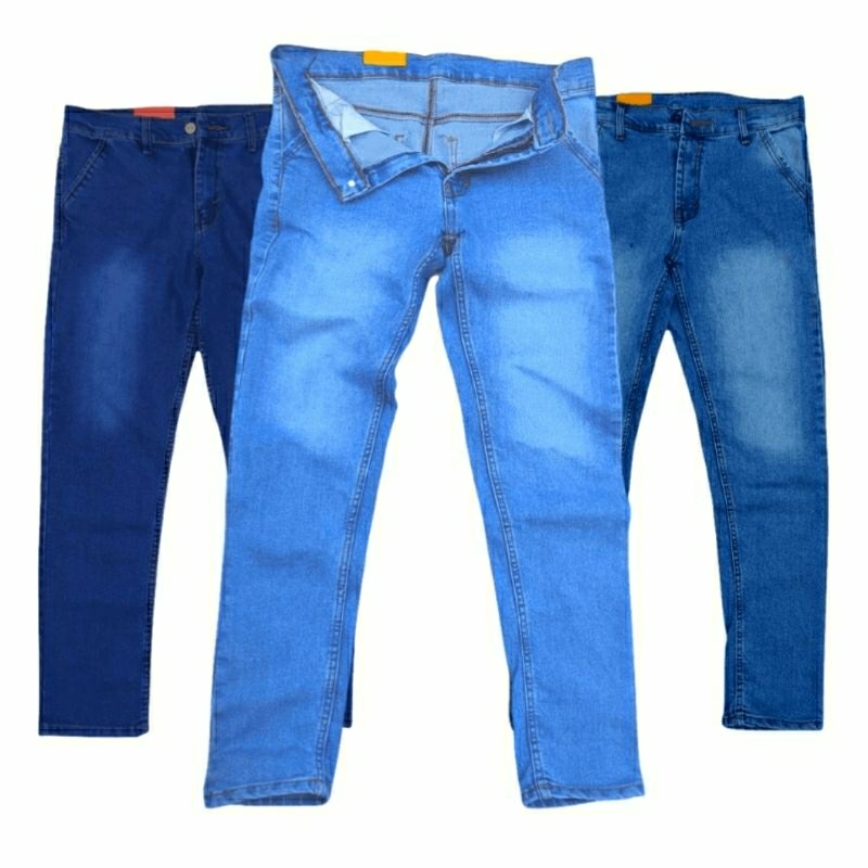 Celana Jeans Pria Panjang Cowok Skinny Slim fit Pensil Melar Bahan  Denim Stretch