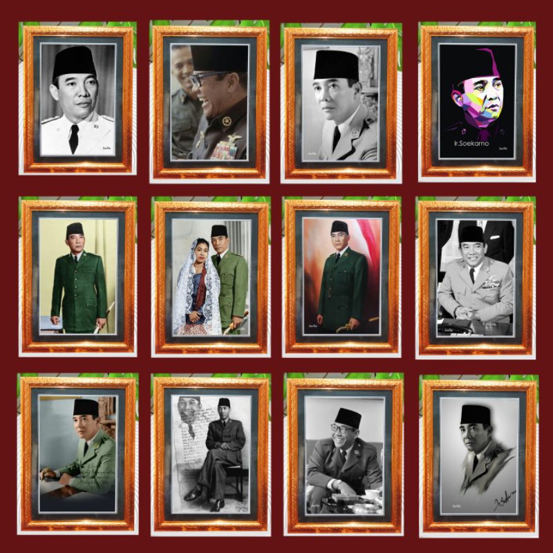 FOTO BUNG KARNO + PIGORA KACA 25x35cm