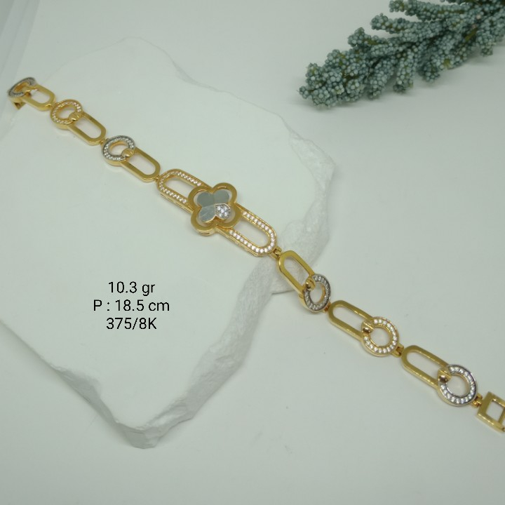 Gelang Model Rantai Susun Vancleef Mata Ac 2826 - 10.3 kuning 375/8K