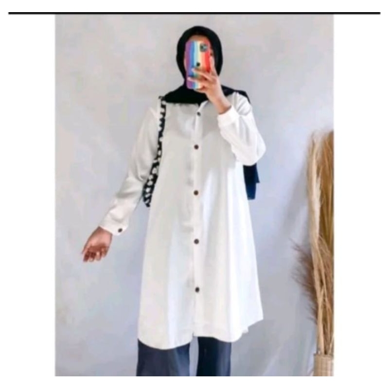 Tunik putih wanita/long tunik wanita/