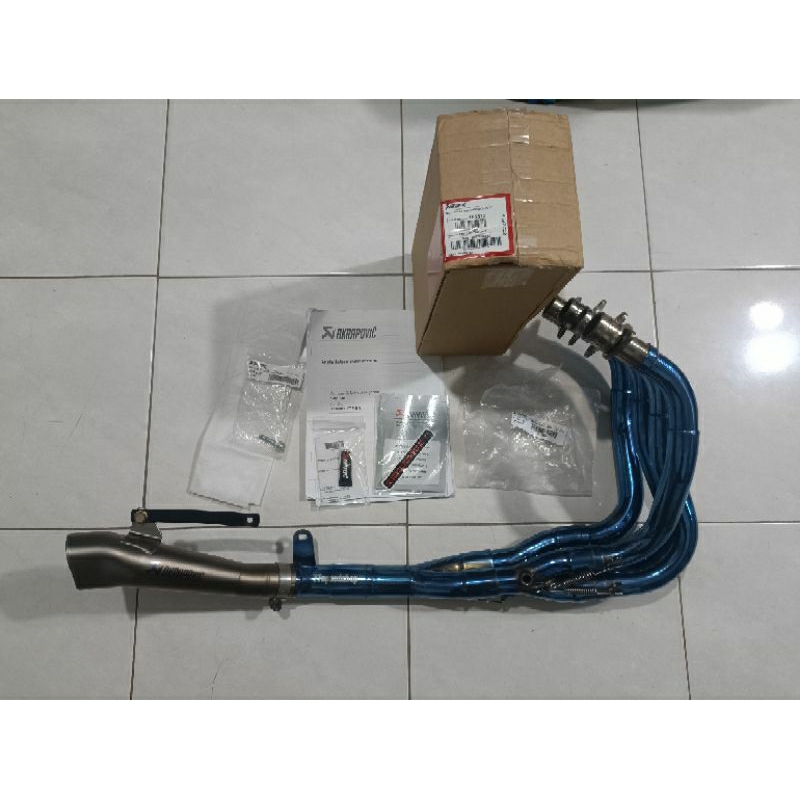 Knalpot ZX25R/RR Akrapovic Megaphone Fullsystem Header Stainless Blue 77