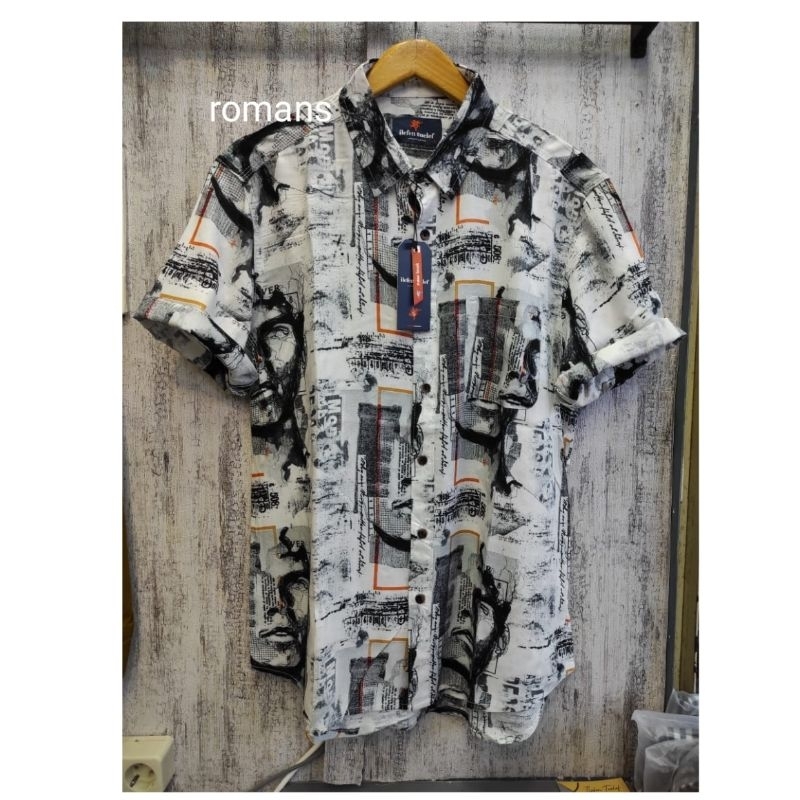 KEMEJA PRIA KEMEJA LENGAN PENDEK KATUN DIGITAL PRINT ILEFEN TUELEF