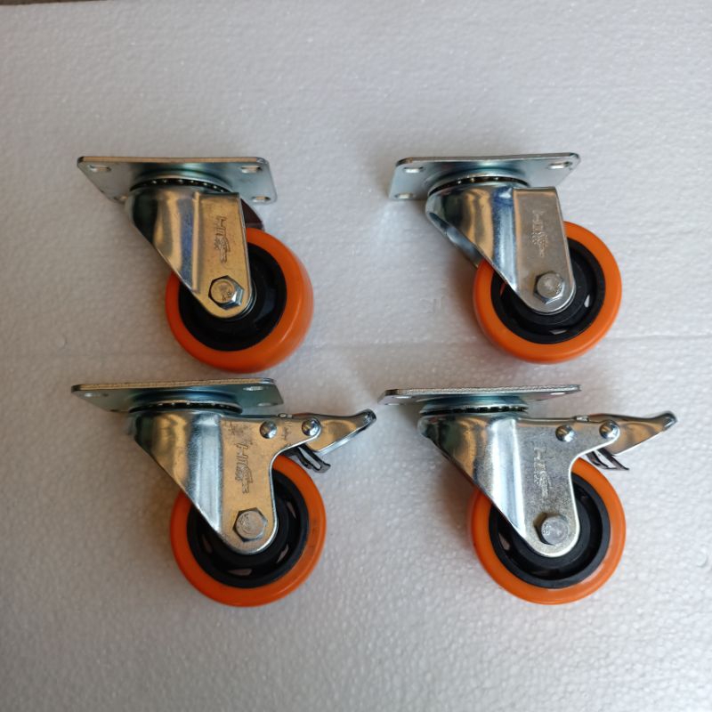 Roda 3 inch ( 1set = 2 rem + 2 biasa )