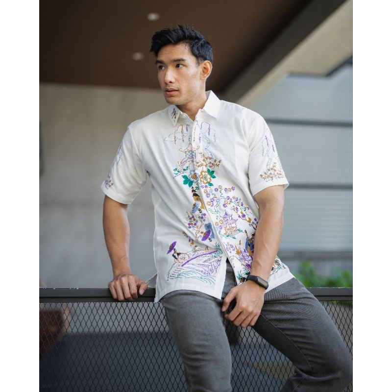 Kemeja Bordir Pria NUC.ID Mandala 01 (Putih)