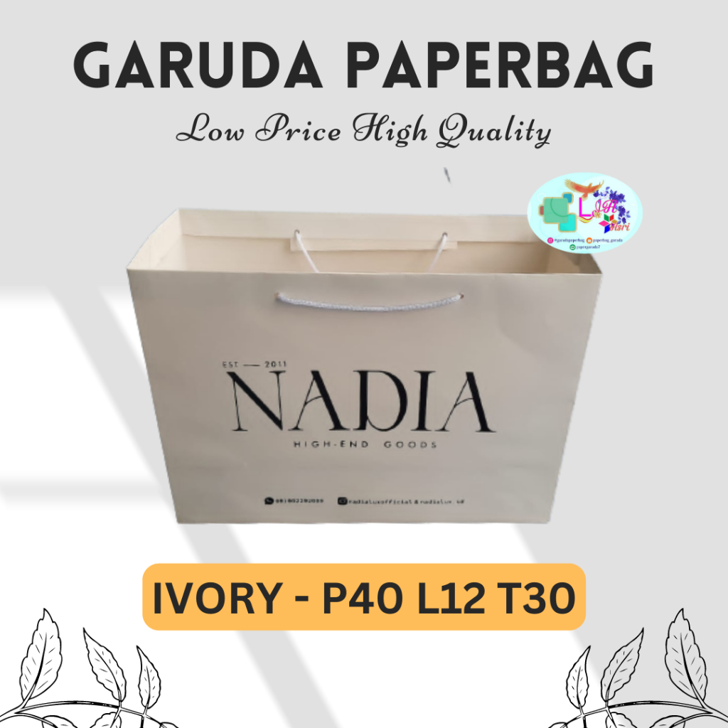 

Custom Paper Bag Ivory Size P40 L12 T30cm Handle Tali Kur 5mm