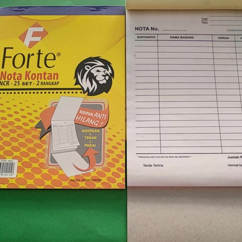 

(1pcs) Forte Nota Kontan 2ply Besar NCR 25lembar