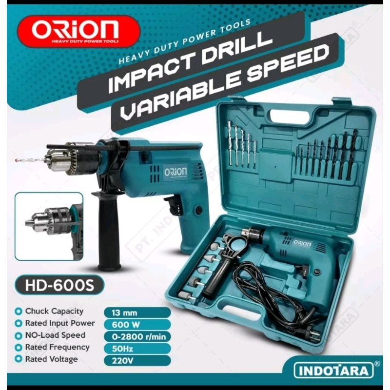 Mesin Bor Impact + BOX + mata Bor set tipe ORION HD600S