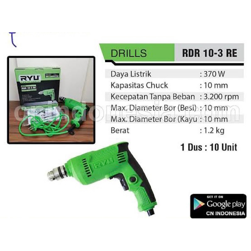 Bor Tangan Listrik RYU 10mm