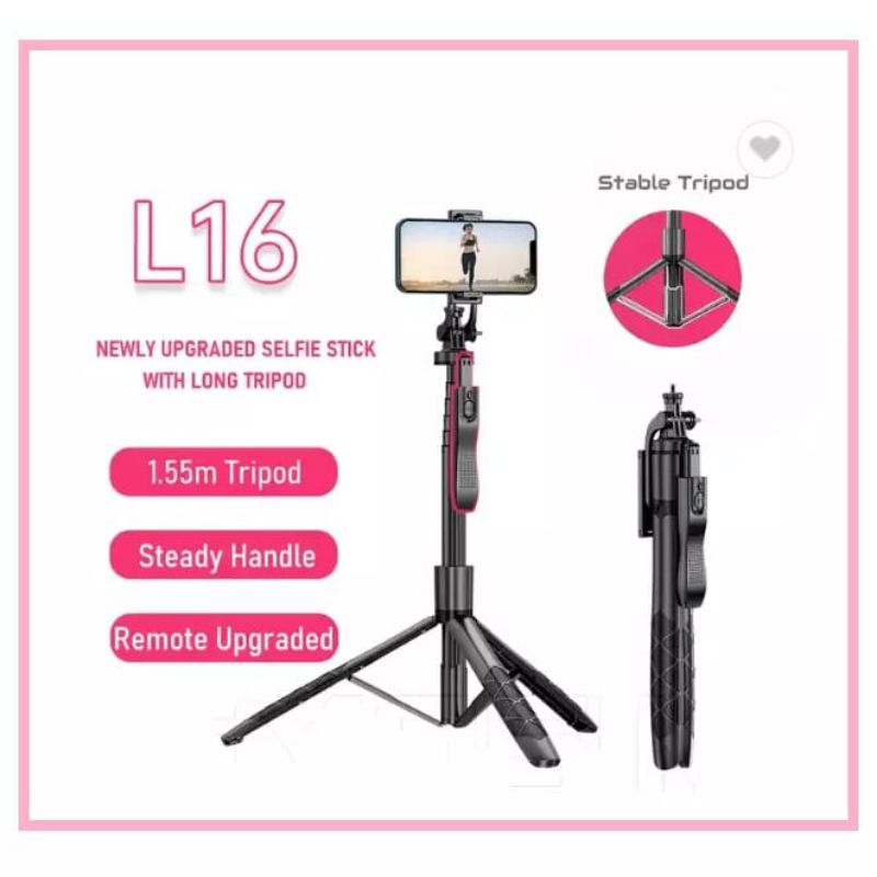 BATAM SHOPPING MALL (CAUR) L16 SELFIE STICK 1,5METER / TONGSIS TRIPOD BLUETOOTH SELFIE STICK REMOTE