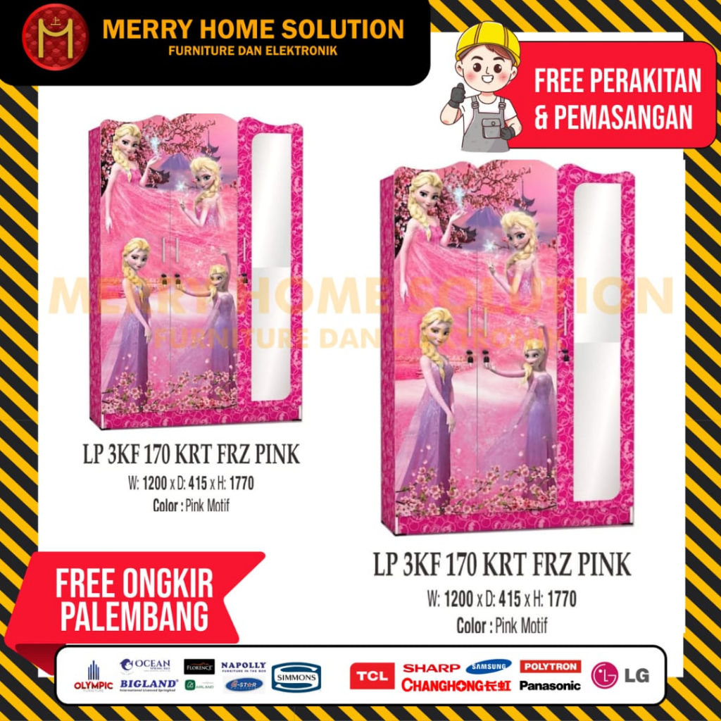 lemari pakaian 3 pintu / lemari pakaian karakter frozen / lemari pakaian furniture palembang
