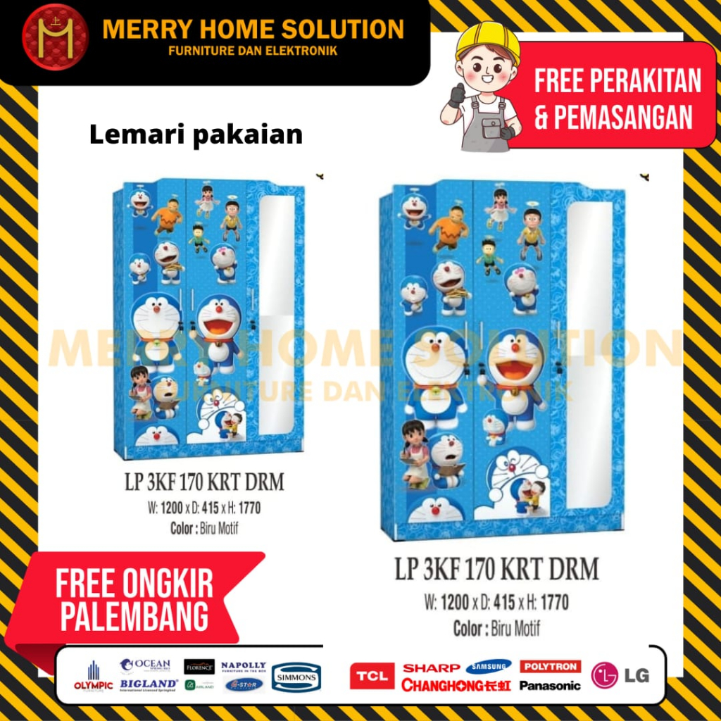 lemari pakaian 3 pintu / lemari pakaian doraemon / lemari pakaian karakter