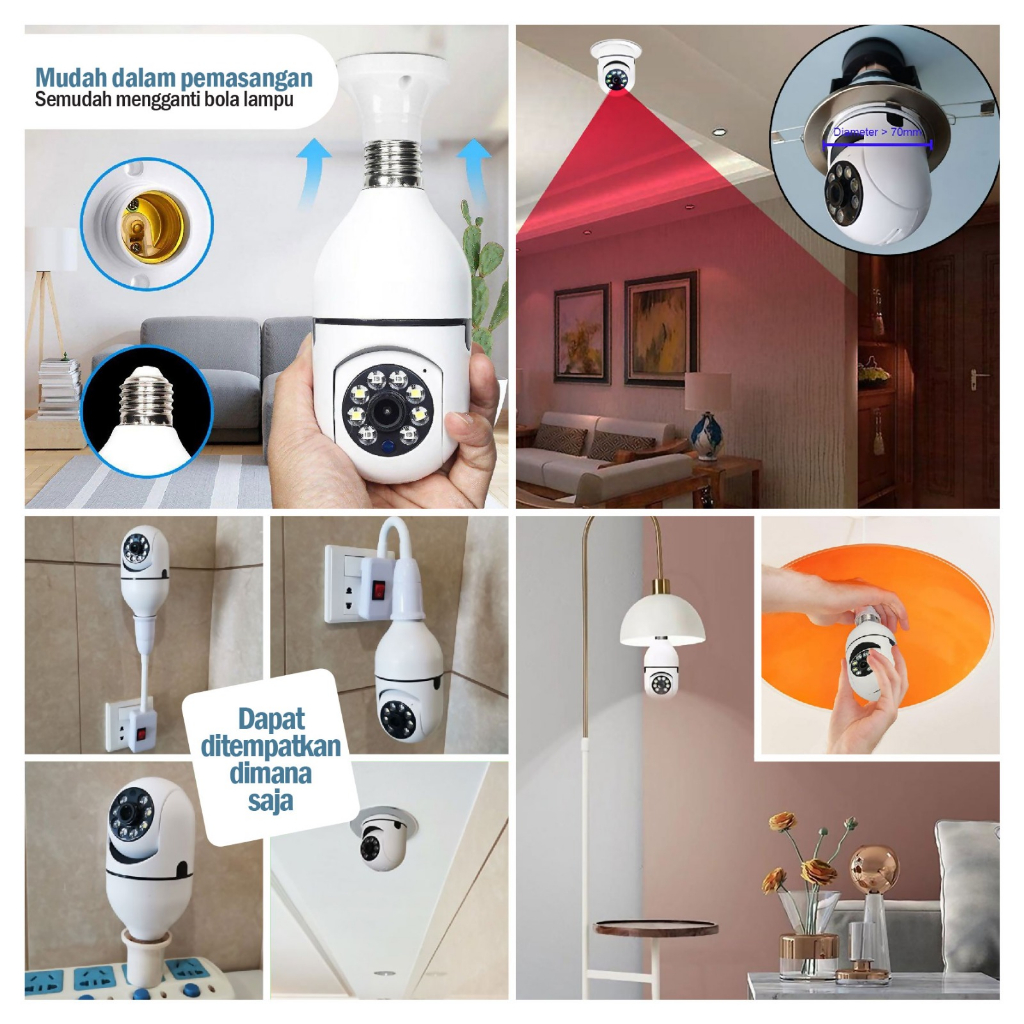 IP CAMERA Dome Model Lampu 360 CCTV - Dengan LED