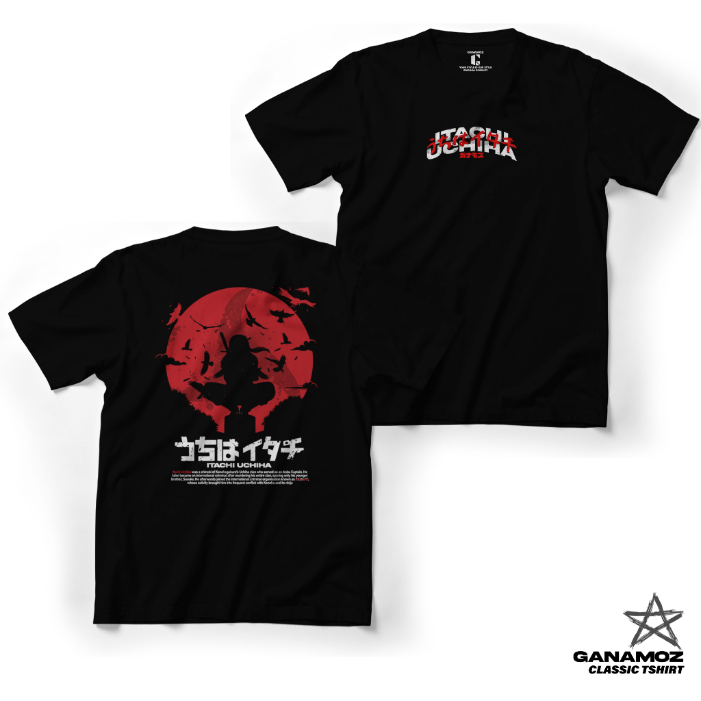 GANAMOZ Kaos Anime Naruto ITACHI UCHIHA Premium Classic T-Shirt | Kaos Anime | Kaos Naruto | Kaos Sa