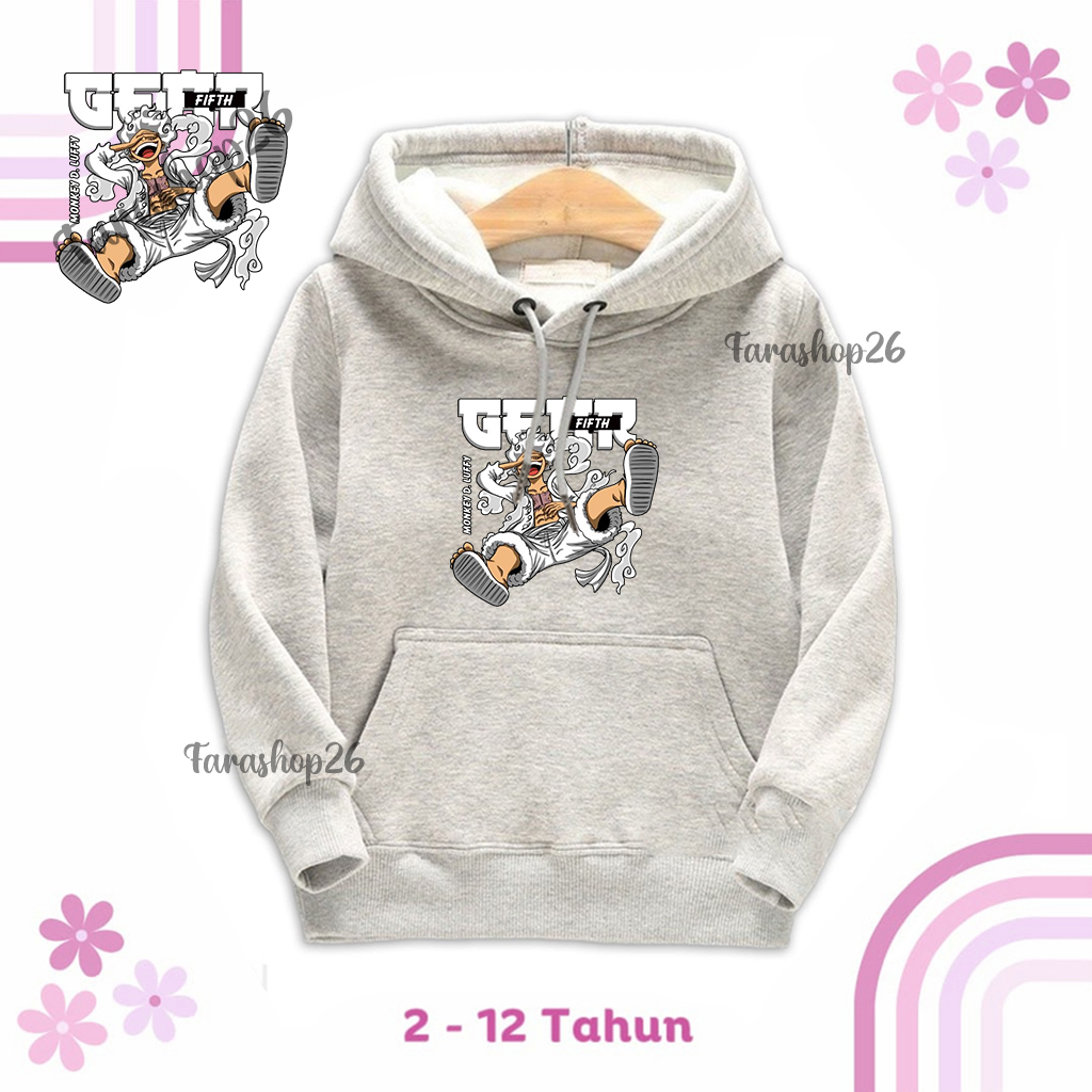 Jaket One Piece Gear 5 Anak Hoodie Anak Luffy Gear 5 Laki Laki Perempuan Umur 2 Sampai 1 2 3 4 5 6 7