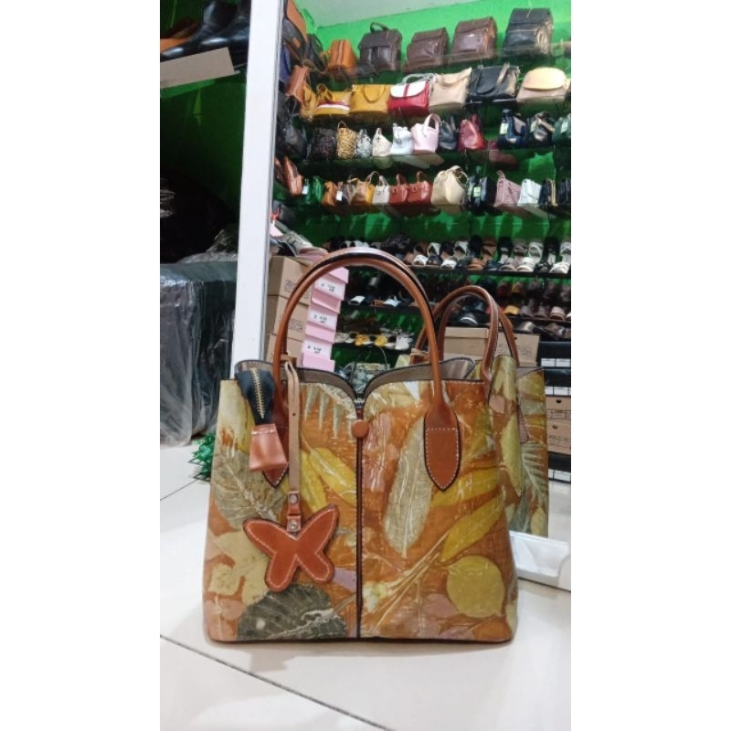tas ecoprint kupu kupu asli kulit