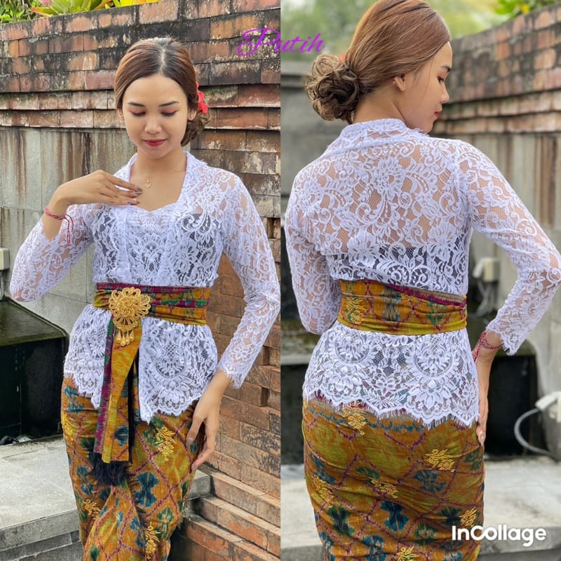 Kanaya (Kebaya Saja) Atasan kebaya bali jadi strait sofia bahan brokat melar kutubaru lengan panjang