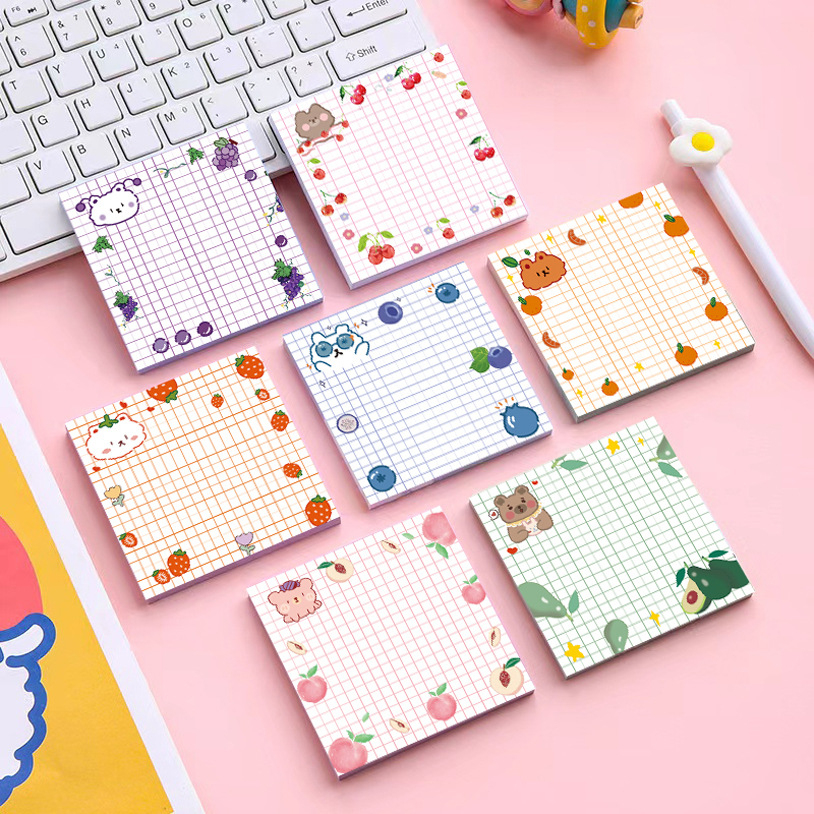 

Sticky Notes Fruity Bear Colorful Grid Kertas Tempelan Motif Kotak Cute Memo Tempel