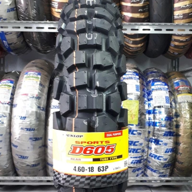 ban Dunlop semi cross/trail D605 ring 18 ukuran 410/18 dan 460/18