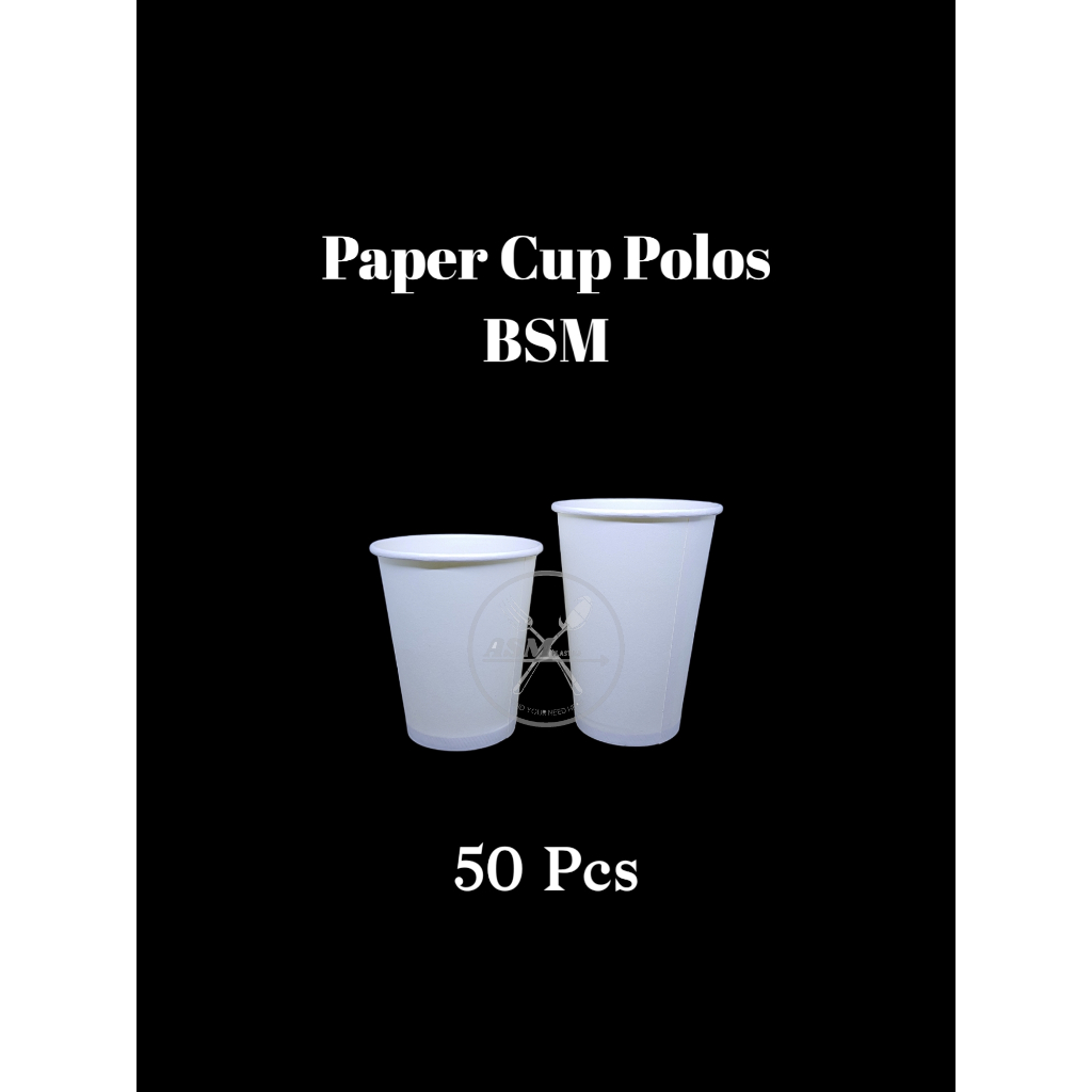Paper Cup 12 Oz & 16 Oz  Polos BSM 1 Pack isi 50 Pcs / Paper Cup / Cup Polos / Cup Minuman | Cup ker