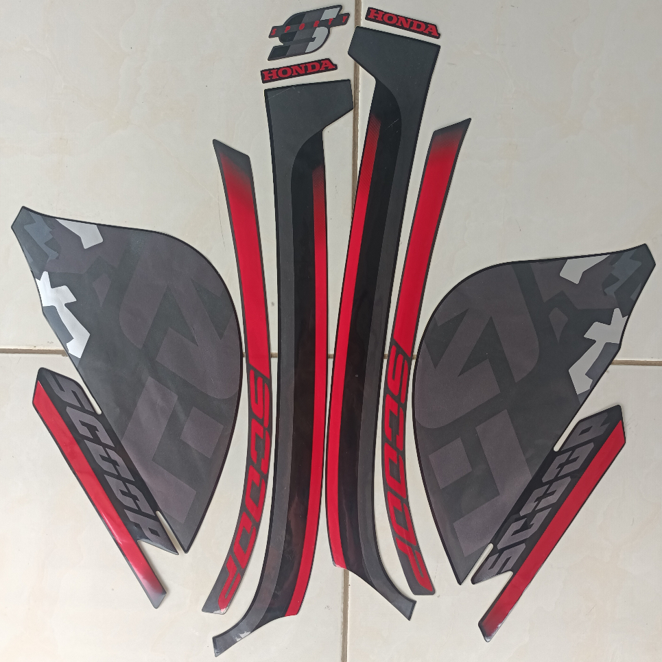stiker striping honda scoopy sporty 2021 hitam lis body standar original