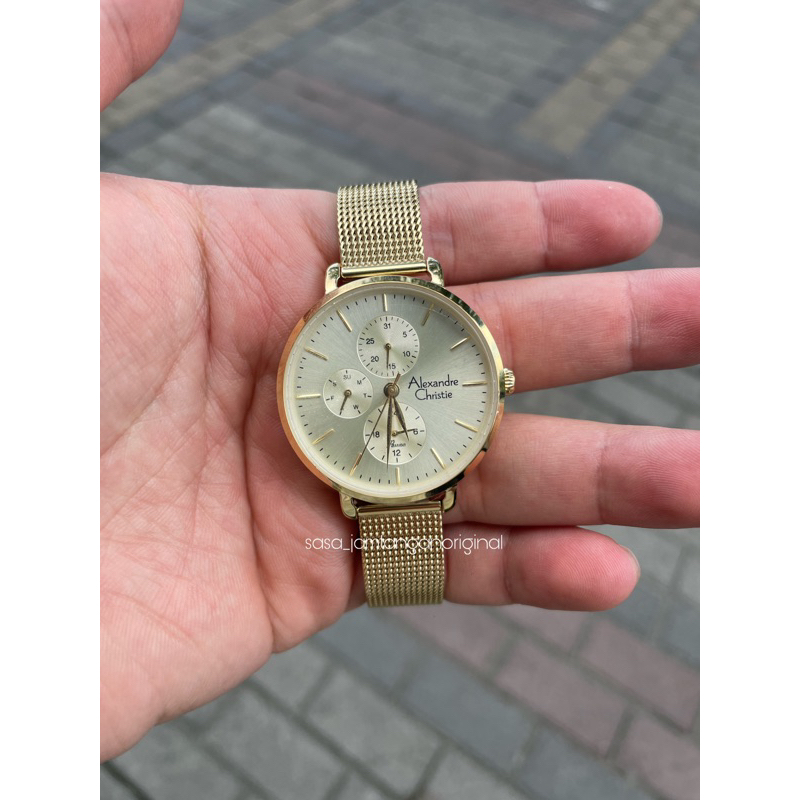 Jam Tangan Alexandre Christie Ac 2916 Original Full Gold Wanita