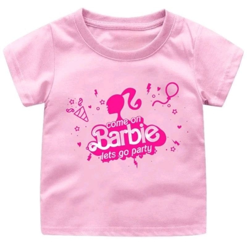 Baju kaos anak cewek barbieparty untuk umur 1-12 tahun