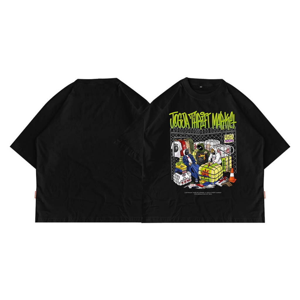 Fakelab X JTM Oversize Tshirt Black / Kaos Hitam Jogja Thrift Market / Ts Code 1 2 3