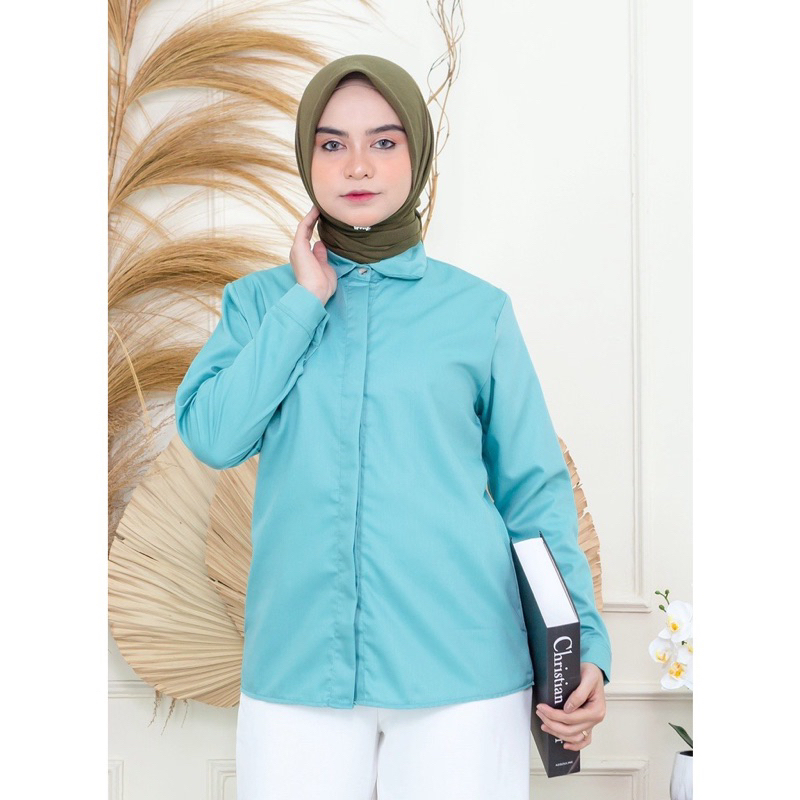 TERLARIS !!! KEMEJA POLOS BASIC / KEMEJA PUTIH KERJA / KEMEJA BASIC TOP / KEMEJA WANITA