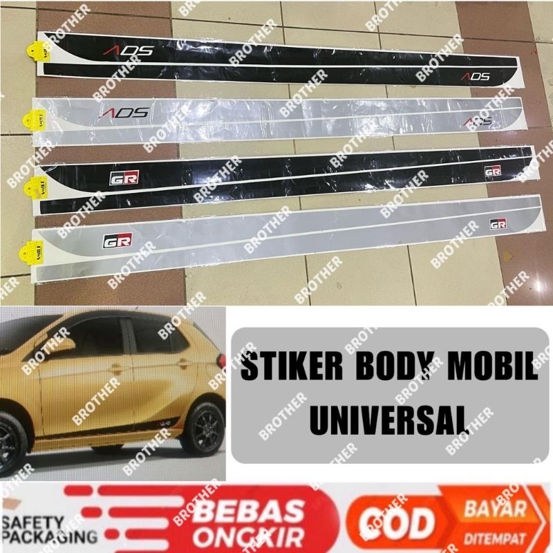 Stiker Body Samping GR ADS Agya Ayla Mobil Universal Hitam - Silver