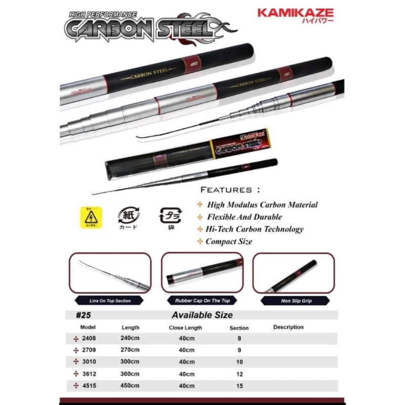 JORAN TEGEK KAMIKAZE CARBON STEEL  450cm  ros pendek