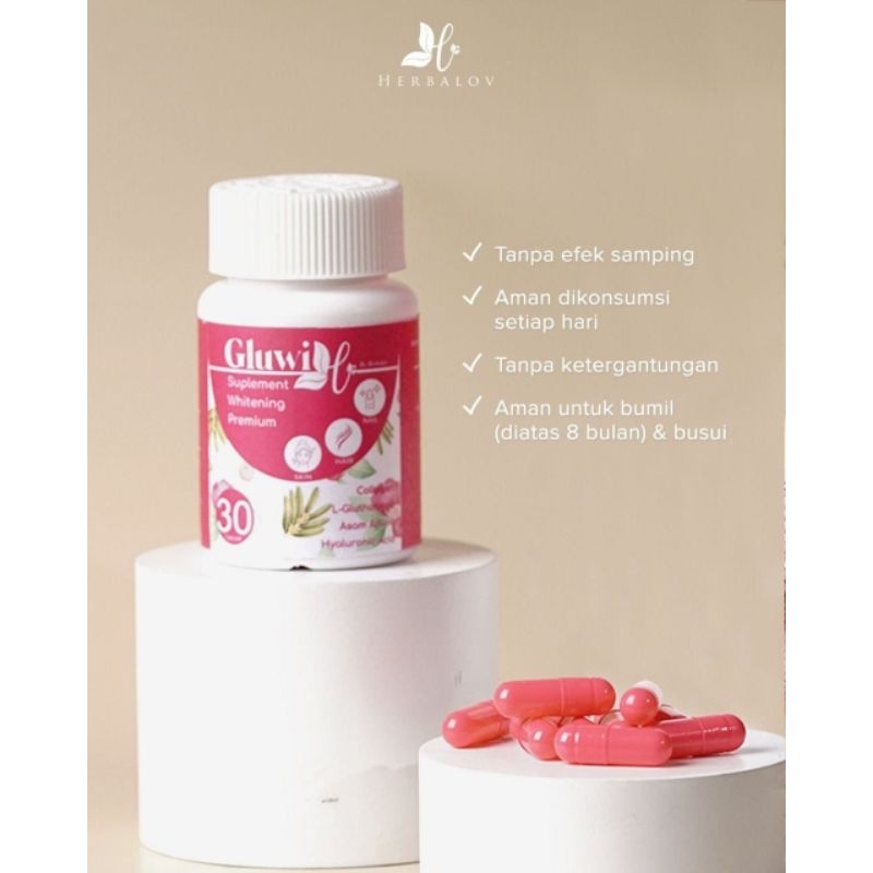 HERBALOV GLUWI SUPLEMEN KECANTIKAN KAPSUL KOLAGEN COLLAGEN WHITENING PEMUTIH BADAN