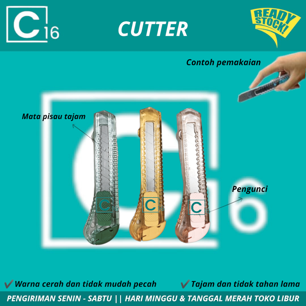 

Pisau Cutter / Pisau Potong Besar Transparan