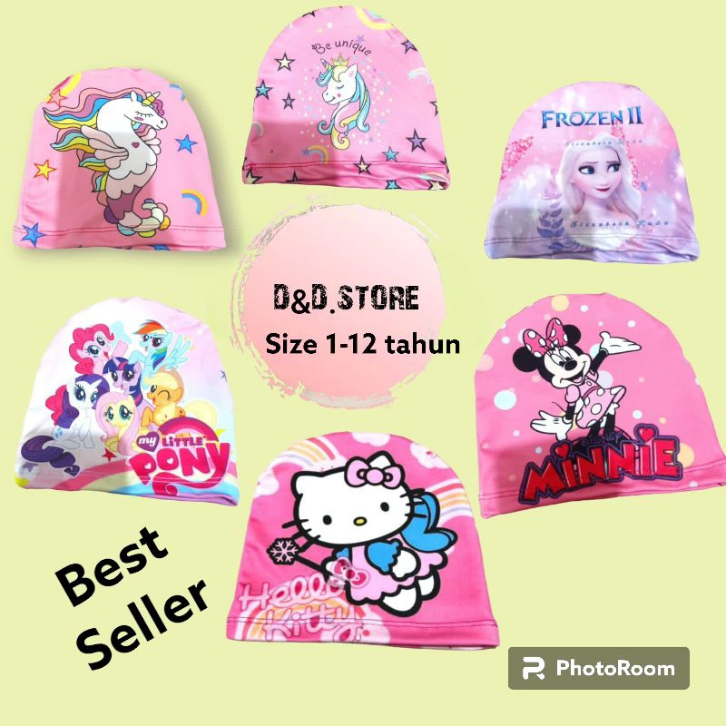 topi renang animasi anak perempuan kekinian