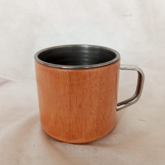 Cangkir Kayu Gagang Stainless Mug Kayu