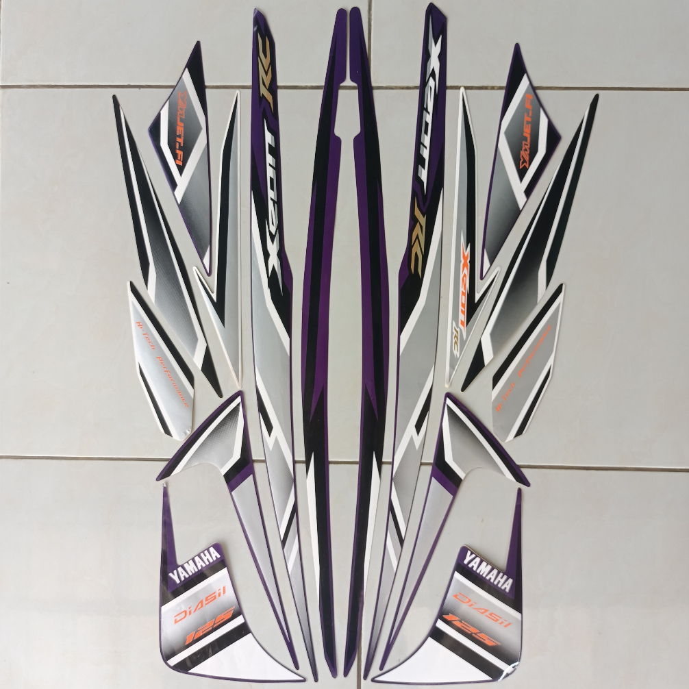 stiker striping yamaha xeon rc 125 2013 ungu lis body standar original