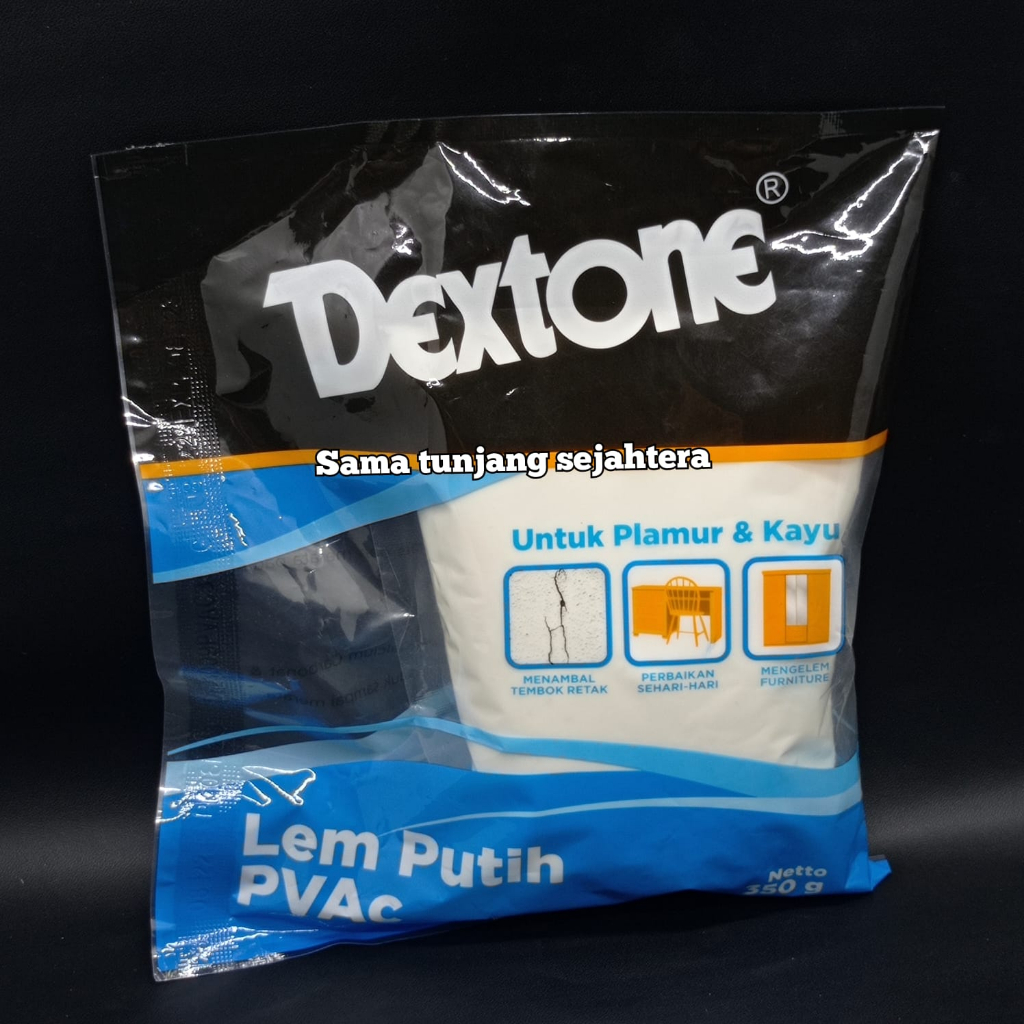 

DEXTONE LEM PUTIH PVAC KANTONG 350 GR (UNTUK PLAMUR & KAYU)