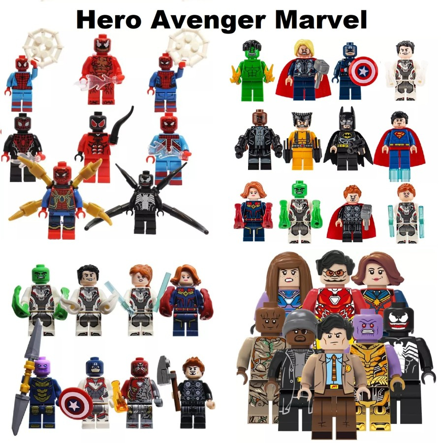 Brick avengers hulk thor spiderman superman thanos hulk mini figure